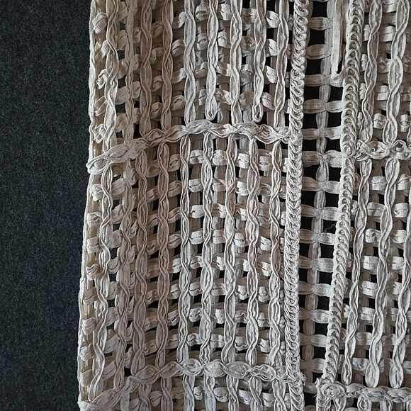 Elisa Immagine UK Long Vest DusterBohemian Tie Top Ivory Ecclectic OS Cotton NWT - Picture 6 of 12